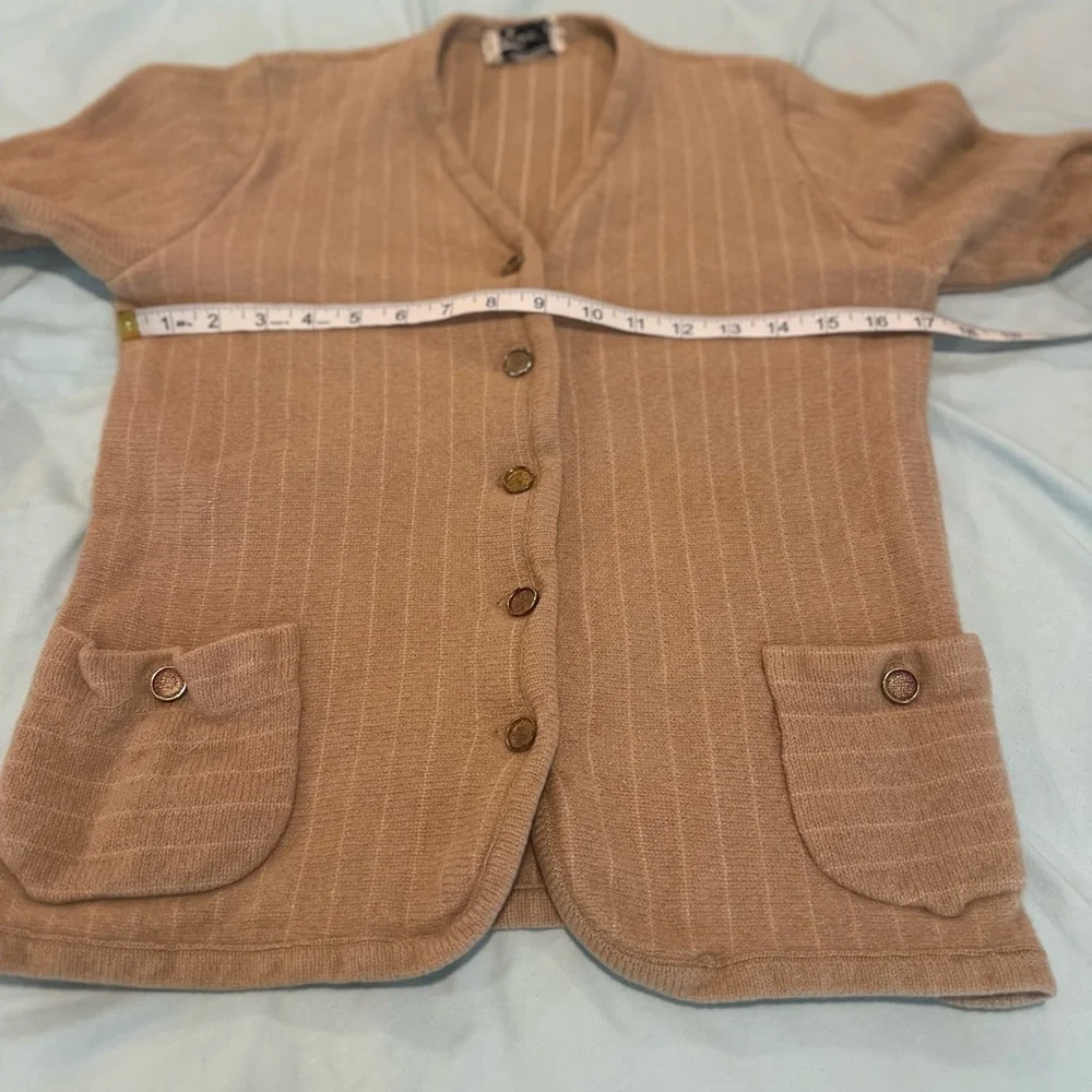 Vintage 40s Womens Dalton Turners Virgin Cashmere Brass Button Cardigan Sweater.
